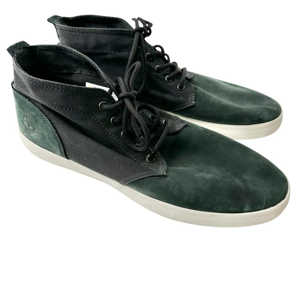 Timberland Newport Bay black canvas dark green suede men’s 10.5 chukka sneakers - Picture 10 of 10